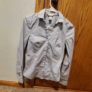 Blue dotted button down dress shirt